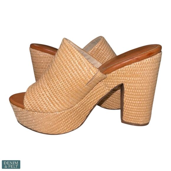 Jessica Simpson Camree Platform Slide Sandals Raffia Block Heels 7.5M NEW - Picture 10 of 14